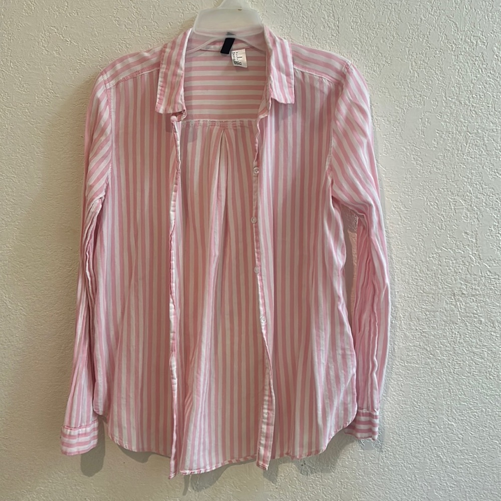 Striped Long Sleeve Button Down Blouse